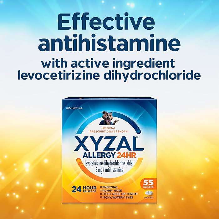 Xyzal 24 Hour Allergy Relief Medicine, Original Prescription Strength Antihistamine, Levocetirizine Dihydrochloride Tablets 5 mg, 55 Count - Image 8