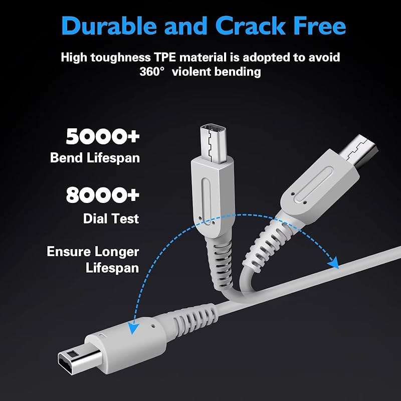 3DS Charger Kit Compatible with Nintendo 3DS/ New 3DS XL/DSi/DSi XL/2DS/ 2DS XL 100-240V Wall Plug Adapter with 4 Metal Retractable Stylus Pen for 3DS/3DS XL/3DS LL - Image 3