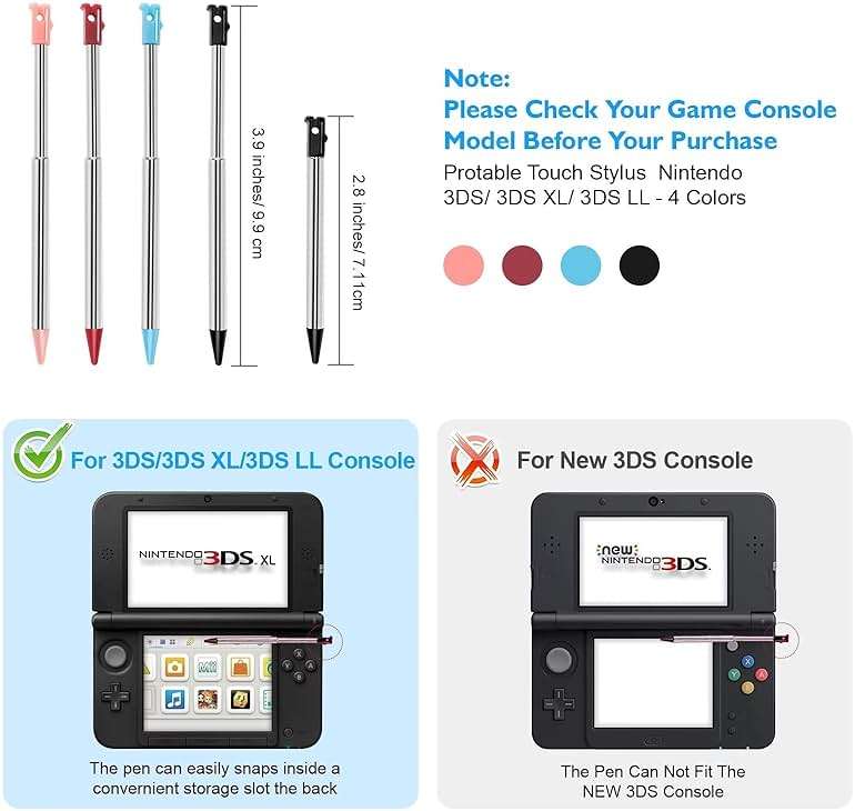 3DS Charger Kit Compatible with Nintendo 3DS/ New 3DS XL/DSi/DSi XL/2DS/ 2DS XL 100-240V Wall Plug Adapter with 4 Metal Retractable Stylus Pen for 3DS/3DS XL/3DS LL - Image 5