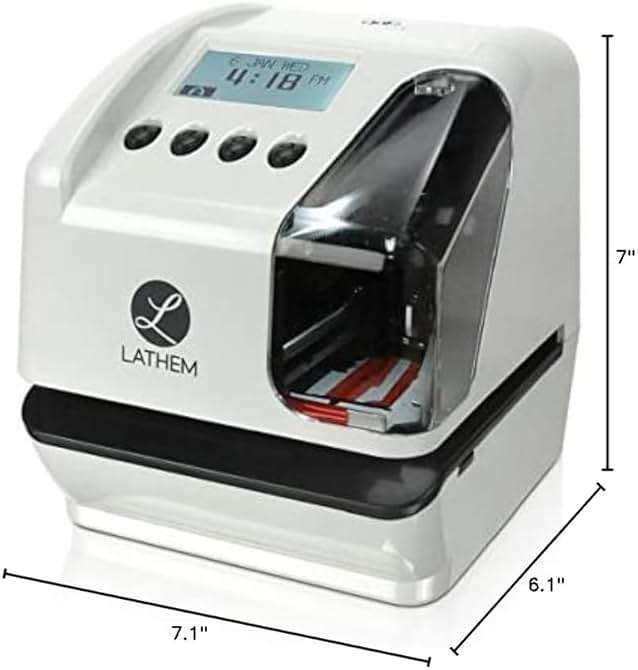 Lathem LT5000 Electronic Multi-Line Date and Numbering Document Stamp Time Clock, Clear, Gray, 7.1" x 6.1" x 7" - Image 2