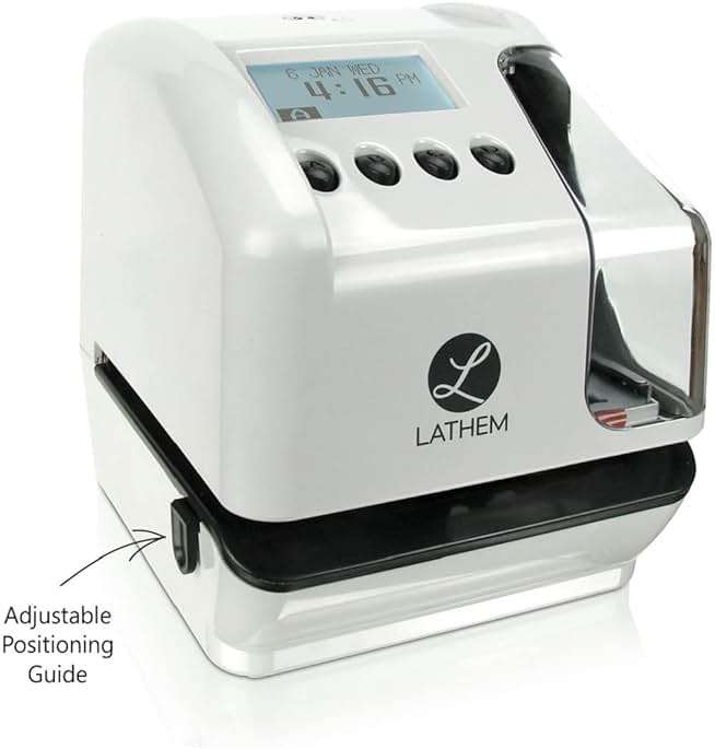 Lathem LT5000 Electronic Multi-Line Date and Numbering Document Stamp Time Clock, Clear, Gray, 7.1" x 6.1" x 7" - Image 4