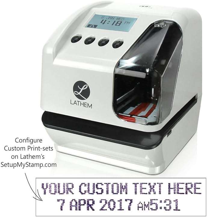 Lathem LT5000 Electronic Multi-Line Date and Numbering Document Stamp Time Clock, Clear, Gray, 7.1" x 6.1" x 7" - Image 5