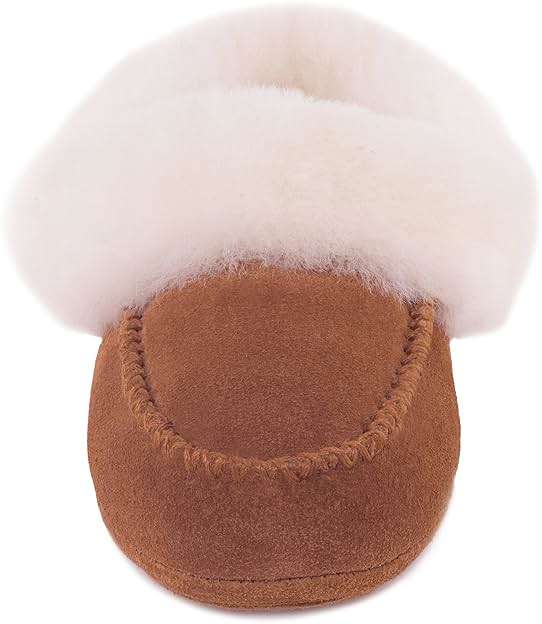 Cloud Nine Women’s Australian Sheepskin Booties for Women - Cowhide Suede Upper, Leather & Rubber Sole Women's Slippers - Image 4