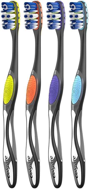 Colgate 360 Advanced Floss Tip Soft Bristle Toothbrush, 17x Thinner Bristles for Deep Reach Between Teeth, Ergonomic Handle with Soft Bristles and Tongue Cleaner, 4 Pack - Image 11