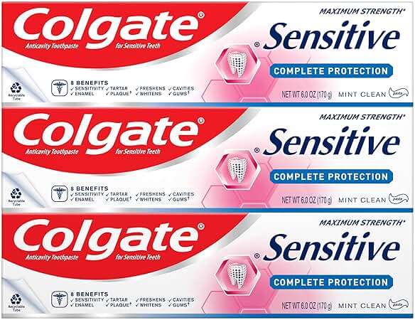 Colgate Sensitive Toothpaste, Complete Protection, Mint - 6 Ounce (Pack of 3) - Image 1