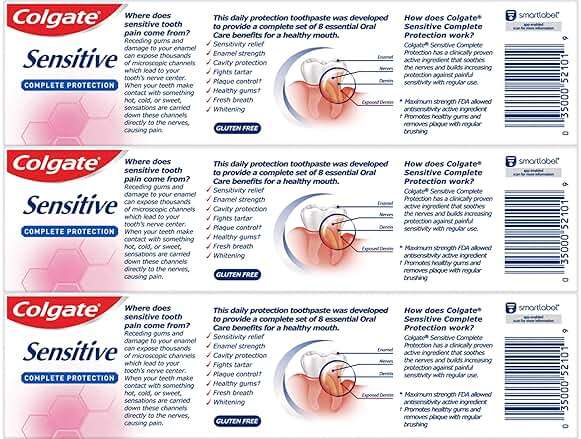 Colgate Sensitive Toothpaste, Complete Protection, Mint - 6 Ounce (Pack of 3) - Image 2