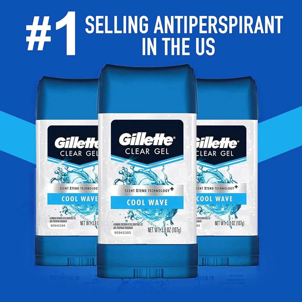 Gillette Antiperspirant Deodorant for Men, Cool Wave Scent, Clear Gel, 3.8 Oz (Pack of 3) - Image 9