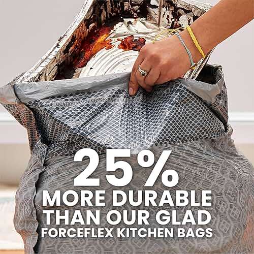 Glad ForceFlex MaxStrength XL Kitchen Trash Bags, 20 Gal, Fresh Clean, 80 Ct (Package May Vary) - Image 5