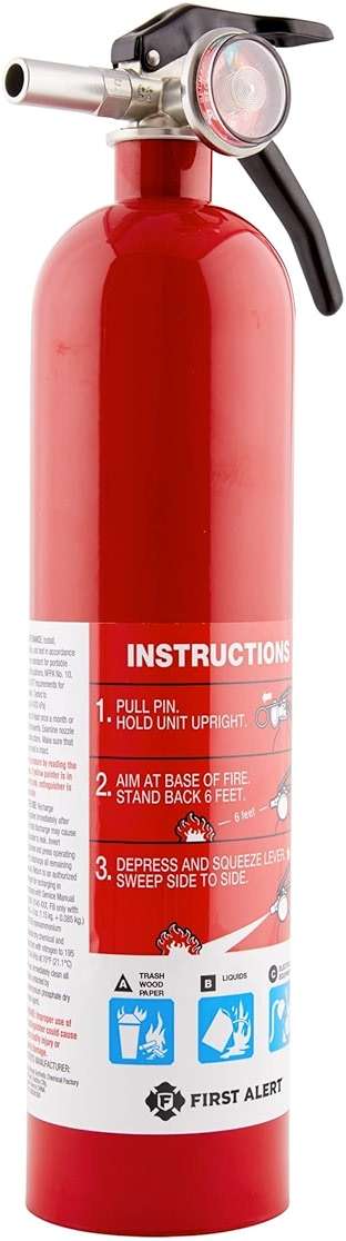 First Alert Fire Extinguisher for Home, Standard Rechargeable Compliance Unit, UL RATED 1-A:10-B:C, HOME1, Red, 1-Pack - Image 2