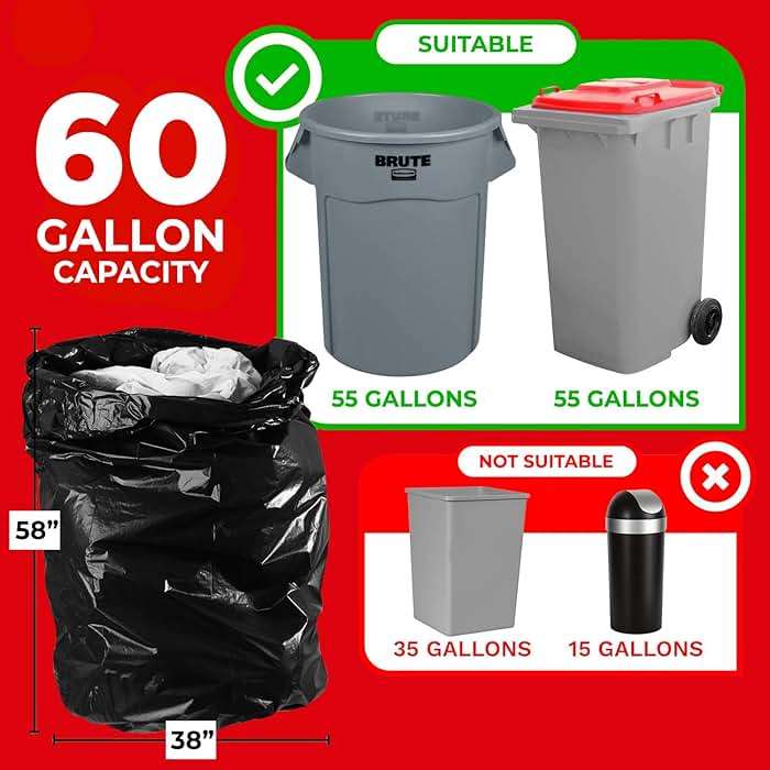 ToughBag 55 Gallon Trash Bags, 2.5 Mil Contractor Bags - 50 Count, Large 55-60 Gallon Trash Can Liners, Black Contractor Garbage Bags, 38 x 58" - Made in USA - Image 2