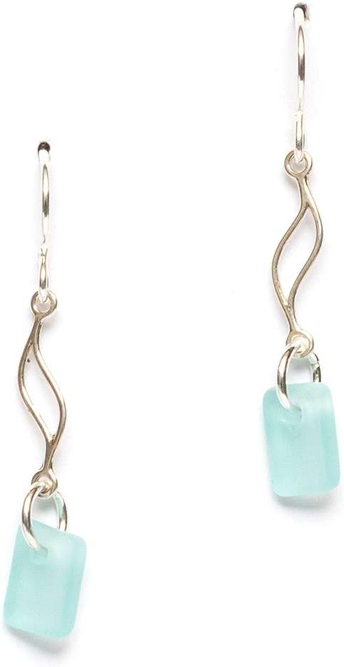 Journey Sea Glass Earrings - Sterling Drop Beach Earrings for Women by EcoSeaCo, using sustainable, recycled and repurposed material. Handmade Jewelry in the USA - Image 1