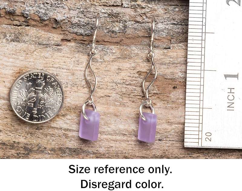 Journey Sea Glass Earrings - Sterling Drop Beach Earrings for Women by EcoSeaCo, using sustainable, recycled and repurposed material. Handmade Jewelry in the USA - Image 3