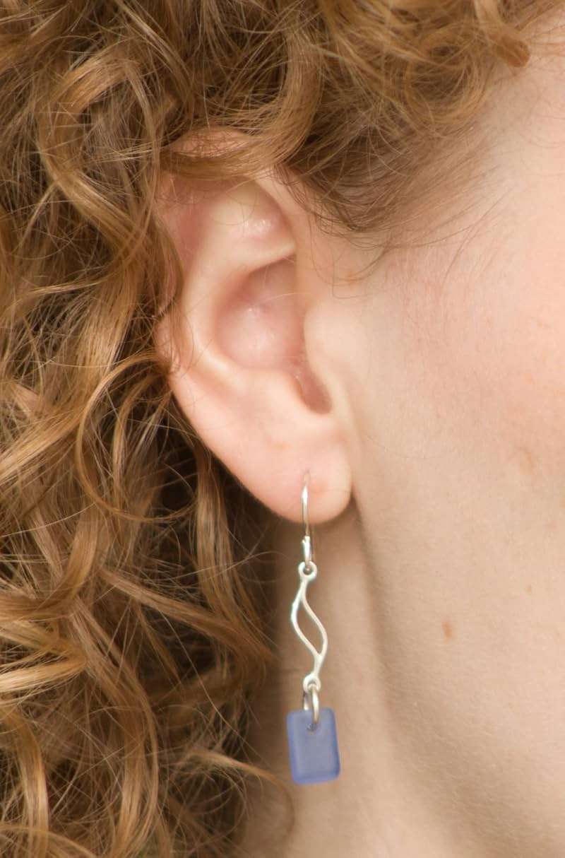 Journey Sea Glass Earrings - Sterling Drop Beach Earrings for Women by EcoSeaCo, using sustainable, recycled and repurposed material. Handmade Jewelry in the USA - Image 5