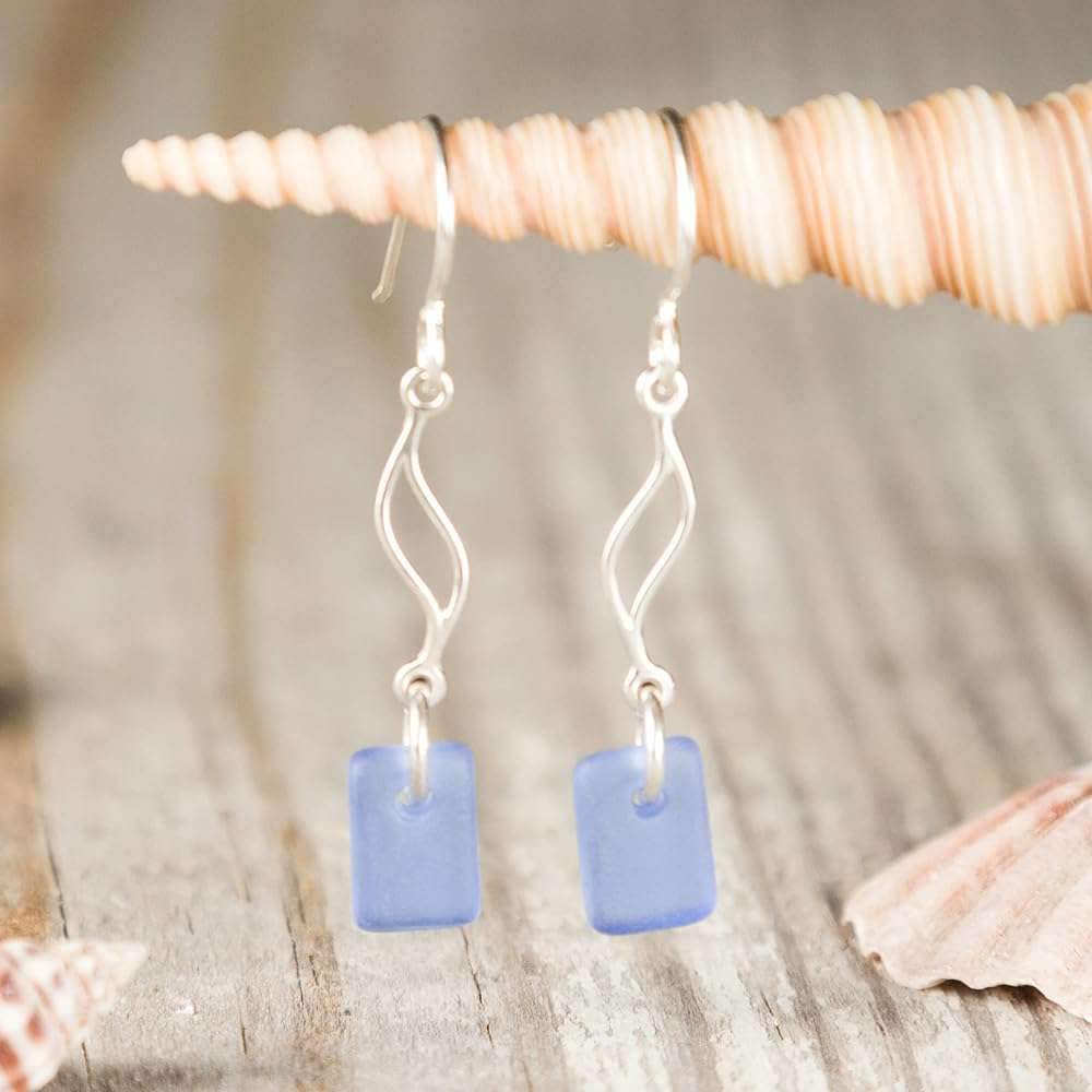 Journey Sea Glass Earrings - Sterling Drop Beach Earrings for Women by EcoSeaCo, using sustainable, recycled and repurposed material. Handmade Jewelry in the USA - Image 6