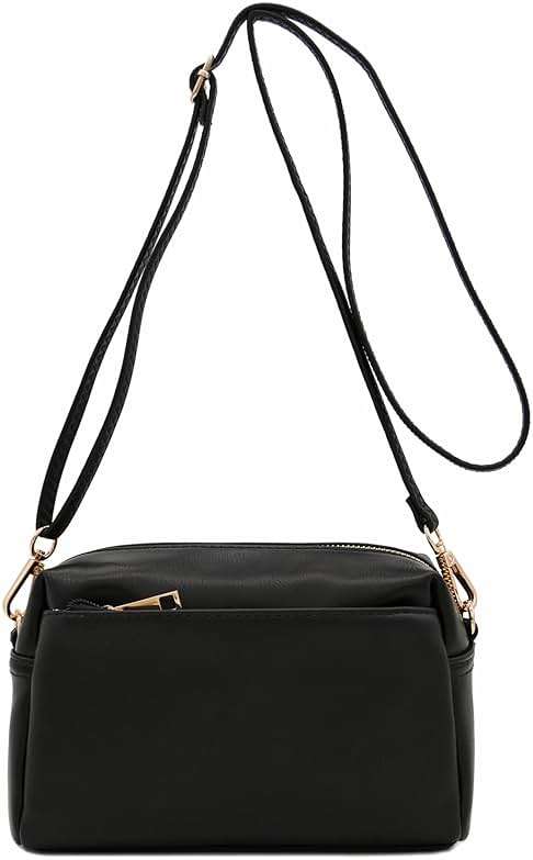 FashionPuzzle Triple Zip Small Crossbody Bag - Image 1