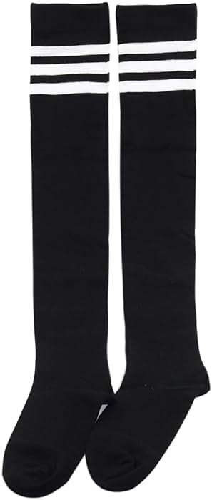 Bestjybt Women Thigh High Socks Cotton Warm Over the Knee High Leg Warmers Long Boot Socks with Stripes - Image 4