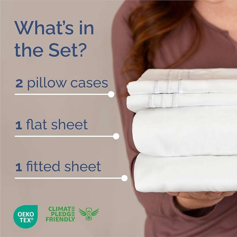 King Size 4 Piece Sheet Set - Comfy Breathable & Cooling Sheets - Hotel Luxury Bed Sheets for Women & Men - Deep Pockets, Easy-Fit, Extra Soft and Wrinkle Free Sheets - White Oeko-Tex Bed Sheet Set - Image 2