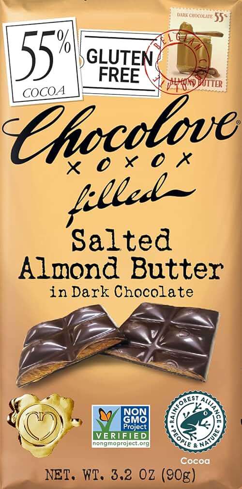 Chocolove, Chocolate Bar Dark Almond butter, 3.2 oz - Image 1