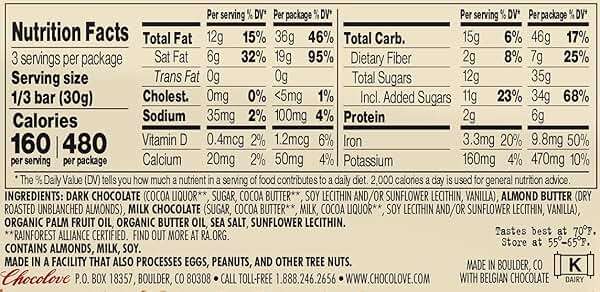 Chocolove, Chocolate Bar Dark Almond butter, 3.2 oz - Image 3