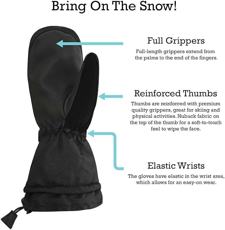 N'Ice Caps Men & Women Mittens Waterproof Winter Snow 100 Gram Thinsulate - Image 4