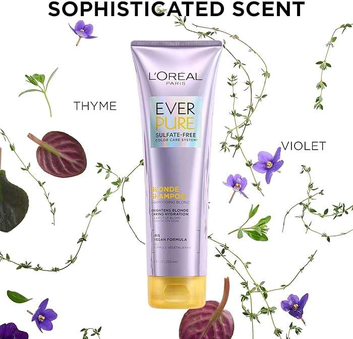 L'Oreal Paris Blonde Sulfate Free Shampoo for Color-Treated Hair, Neutralizes Brass + Balances, EverPure, 8.5 Fl Oz (Packaging May Vary) - Image 4