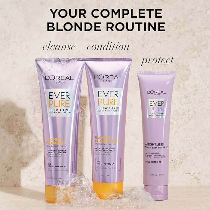 L'Oreal Paris Blonde Sulfate Free Shampoo for Color-Treated Hair, Neutralizes Brass + Balances, EverPure, 8.5 Fl Oz (Packaging May Vary) - Image 6