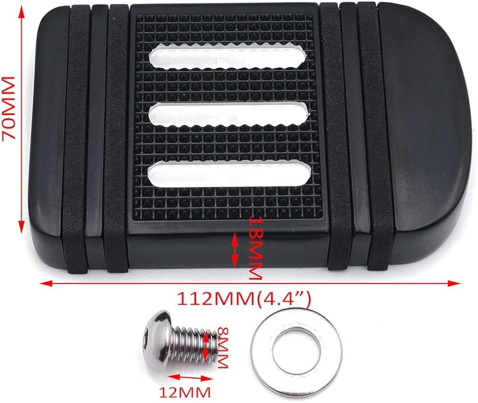 HTTMT MT216-100-BK Style 100- Black Large Brake Pedal Pad Compatible with Harley 1980-2017 Touring Trike (Road King/CVO Street Glide/Road Glide FLTRX) - Image 2
