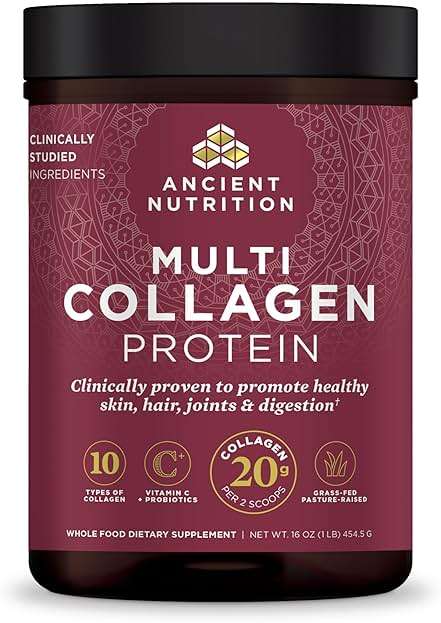 Ancient Nutrition Collagen Powder Protein with Probiotics, Unflavored Multi Collagen Protein with Vitamin C, 45 Servings, Hydrolyzed Collagen Peptides Supports Skin and Nails, Gut Health, 16oz - Image 1