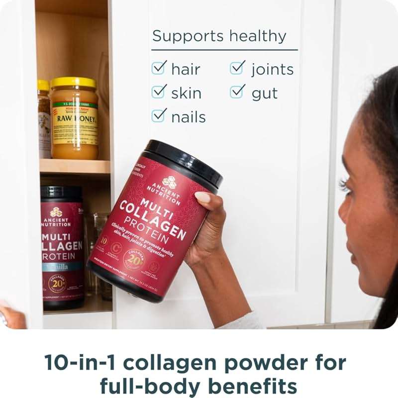 Ancient Nutrition Collagen Powder Protein with Probiotics, Unflavored Multi Collagen Protein with Vitamin C, 45 Servings, Hydrolyzed Collagen Peptides Supports Skin and Nails, Gut Health, 16oz - Image 6