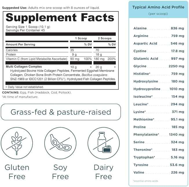 Ancient Nutrition Collagen Powder Protein with Probiotics, Unflavored Multi Collagen Protein with Vitamin C, 45 Servings, Hydrolyzed Collagen Peptides Supports Skin and Nails, Gut Health, 16oz - Image 7