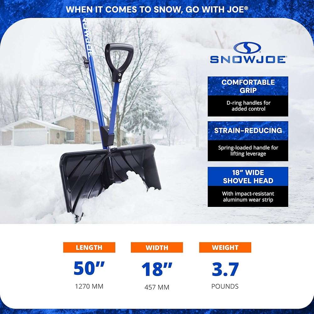 Snow Joe Snow Shovel with 18-Inch Blade and Assist Handle, 3.5 Lbs - Heavy-Duty Lightweight Shoveling Tool for Ice Removal, Shovelution SJ-SHLV01 - Image 4
