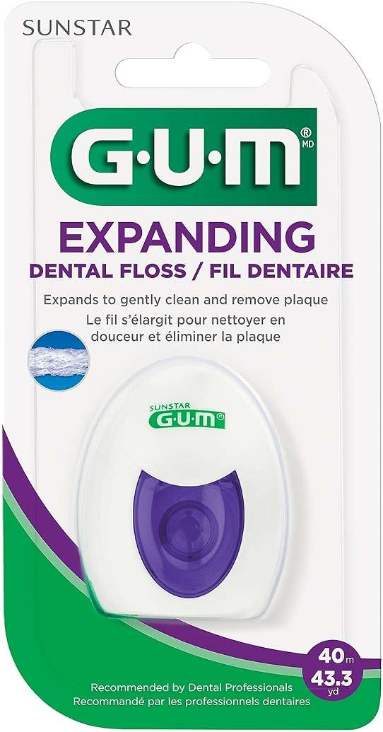 GUM Expanding Dental Floss, Waxed Woven Floss for Adults, Plaque Remover for Tight Spaces Between Teeth, Unflavored, 1 Count - Image 2