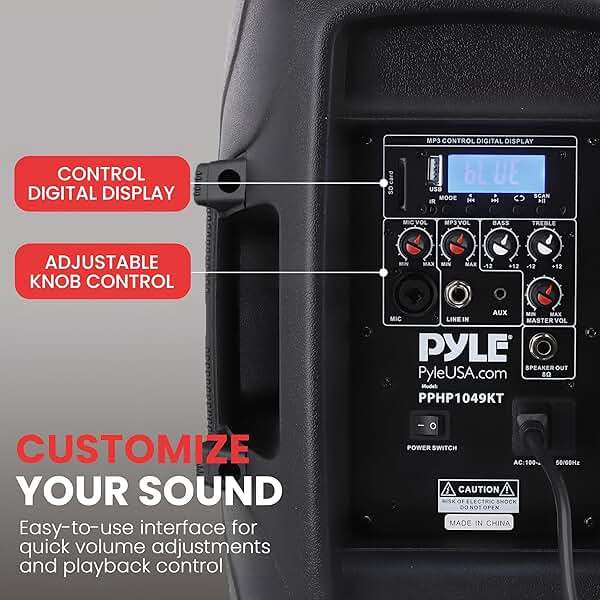 Pyle 10" Wireless Portable PA system - 1000W High Powered Bluetooth Compatible Active + Passive Pair Outdoor Sound Speakers w/ USB SD MP3 AUX - 35mm Mount, 2 Stands, Microphone, Remote - PPHP1049KT - Image 5
