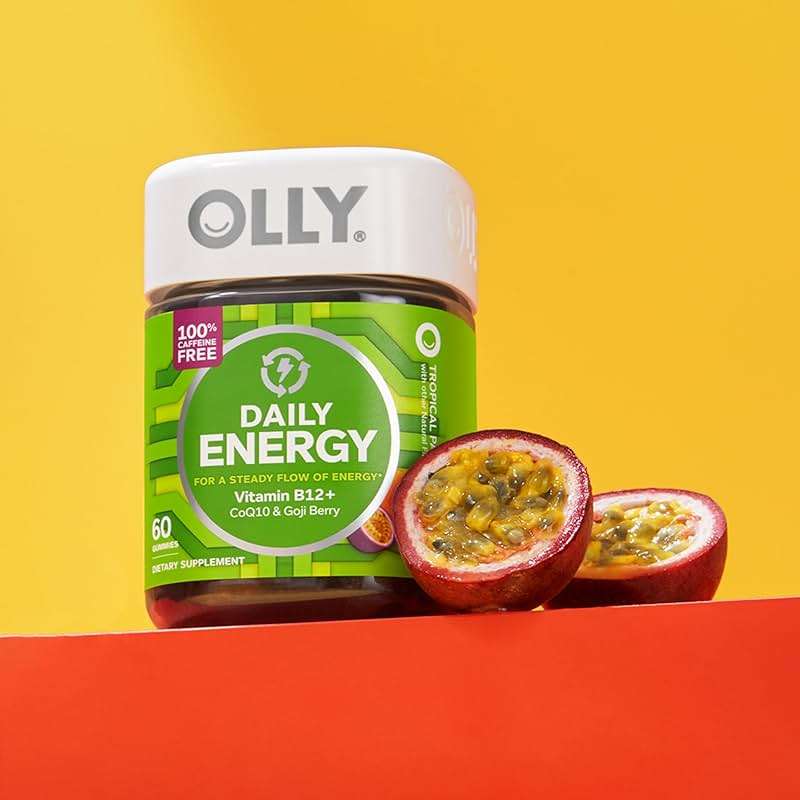 OLLY Daily Energy Gummy, Caffeine Free, Vitamin B12, CoQ10, Goji Berry, Adult Chewable Supplement, Tropical Flavor - 60 Count - Image 10