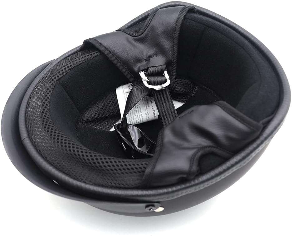HTTMT MT506-001-S DOT Certified Matte Black Flat Black Compatible with Harley Davidson Half Face Helmet Chopper Cruiser Biker Size S - Image 6