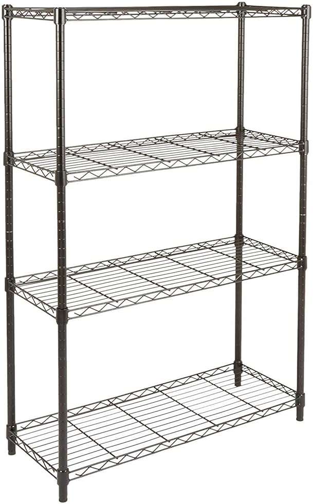 Amazon Basics 4-Shelf Adjustable Heavy Duty Steel Wire Rack Storage Shelving, Sturdy Garage Shelving, 350 lbs Capacity Per Shelf, Easy No-Tool Assembly, 36" x 14" x 54", Black - Image 1