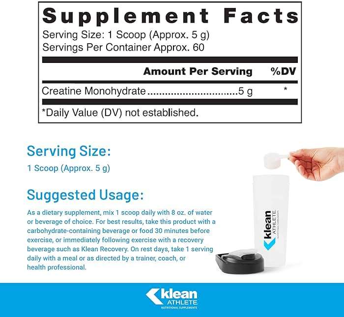 Klean Athlete Klean Creatine - Supports Muscle Strength, Performance & Recovery from Strenuous Exercise* - NSF Certified for Sport - 11.1 Ounces - Unflavored - Image 2