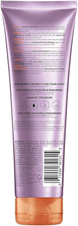 L'Oreal Paris Sulfate Free Frizz Defy Conditioner, Frizz Control Hair Care with Marula Oil, EverPure, 8.5 Fl Oz (Packaging May Vary) - Image 9