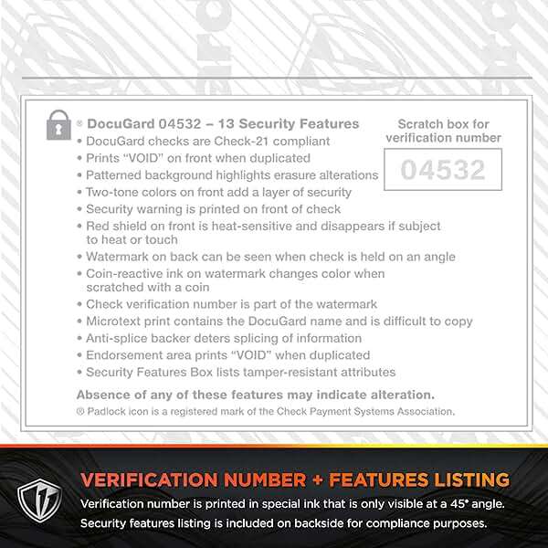 DocuGard Blue/Red Premier Prismatic Top High Security Check Paper - Laser/Inkjet Printer Compatible - 13 Security Features - 500 Blank Business Checks (04532) - Image 9