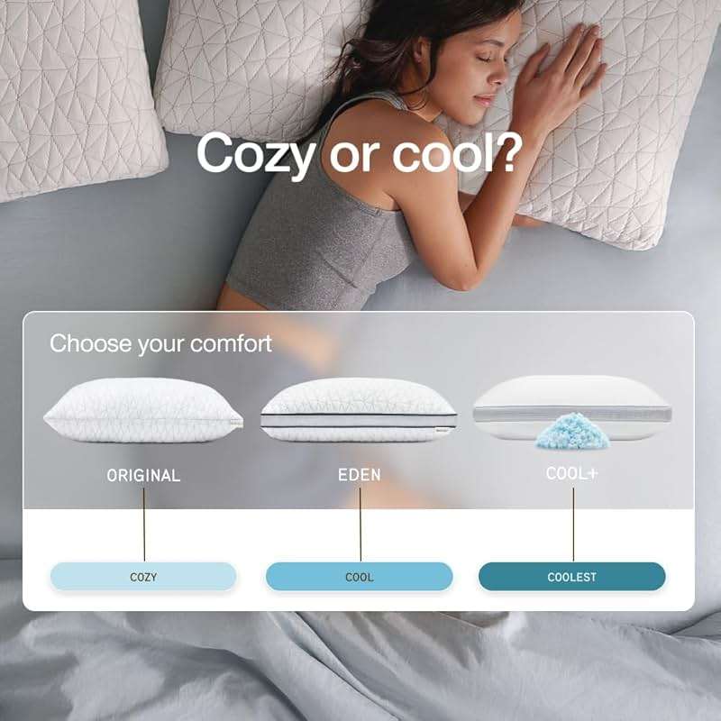 Coop Home Goods Eden Bed Pillow Queen Size for Sleeping on Back, Stomach and Side Sleeper- Medium Soft Memory Foam Cooling Gel - CertiPUR-US/GREENGUARD Gold - Image 6