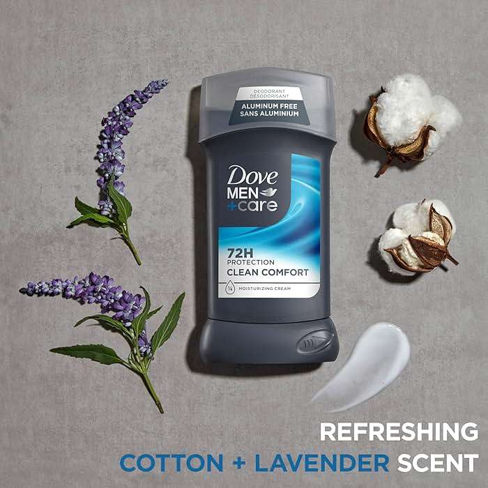 DOVE MEN + CARE Deodorant Stick for Men Clean Comfort 4 Count Aluminum Free 72-Hour Odor Protection Mens Deodorant with 1/4 Moisturizing Cream 3 oz (Pack of 4) - Image 4
