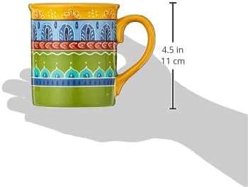 Valencia Mugs Set of 4 – 16 oz Colorful Ceramic Coffee Cups with Bold Multicolor Patterns, Microwave & Dishwasher Safe, Boho Kitchen Drinkware for Tea, Cocoa & More - Image 2