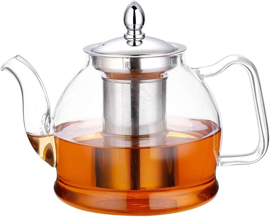 HIWARE 1000ml Glass Teapot with Removable Infuser, Stovetop Safe Tea Kettle, Blooming and Loose Leaf Tea Maker Set - Image 1