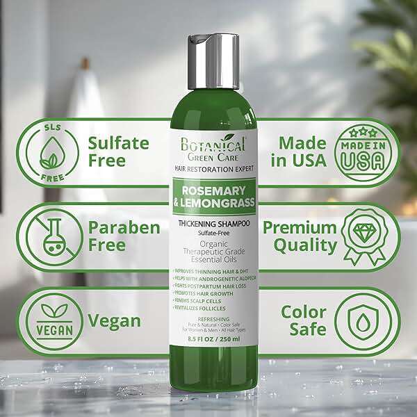 Rosemary & Lemongrass Hair Growth Shampoo for Thinning Hair, Strengthening & Volumizing, Made in USA - Image 2