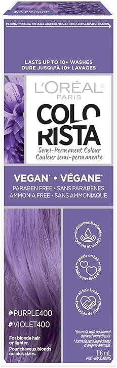 L’Oreal Paris Colorista Semi Permanent Hair Color for Bleached or Blonde Hair, Color Depositing Hair Mask Formula, Purple - Image 1
