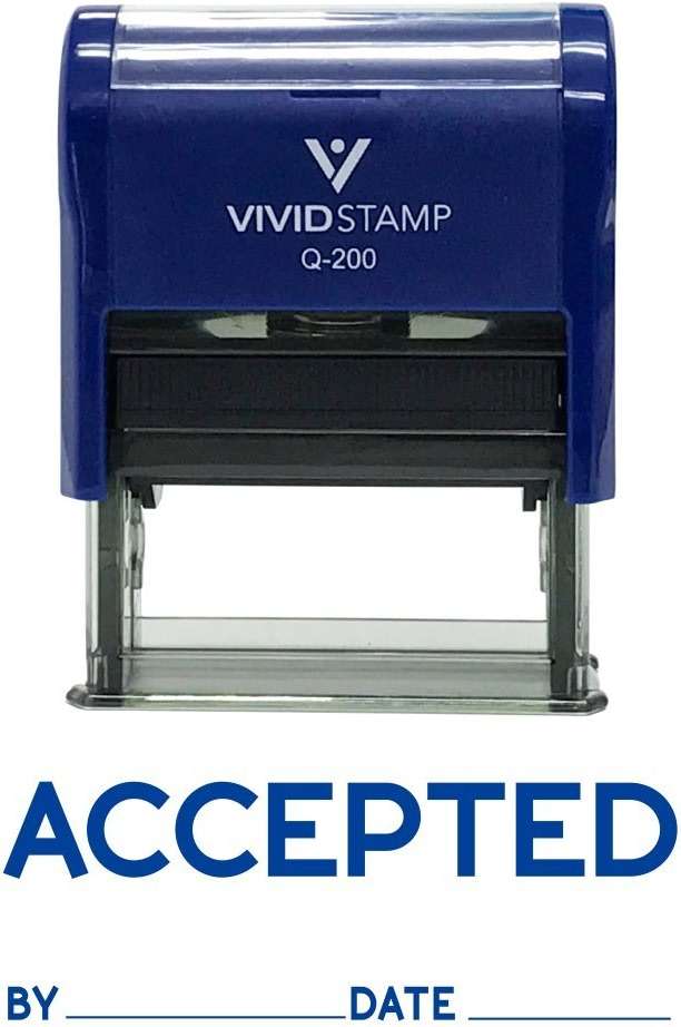 Accepted By Date Self Inking Rubber Stamp (Blue Ink) - Medium - Image 2