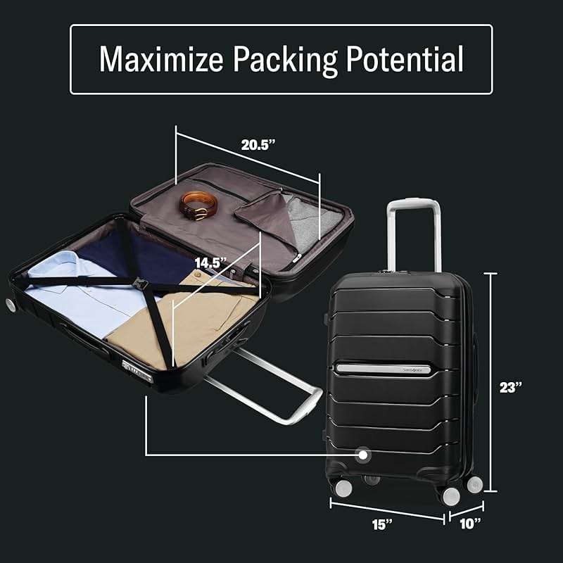 Samsonite Freeform Hardside Carry-On Luggage with Spinner Wheels - Hardshell Suitcase - TSA, Airline-Approved - Expandable Hard Shell, Smooth Rolling Wheels for Lightweight Travel – Black - Image 2