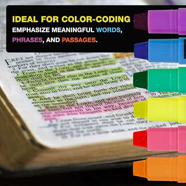 U.S. Office Supply Bible Safe Highlighter Set of 6 Bright Flouresent Colors, Dry Bible Highlighters No Bleed, Fade or Smear, Safe Gel Markers, Accessories, Study Guide - Image 5
