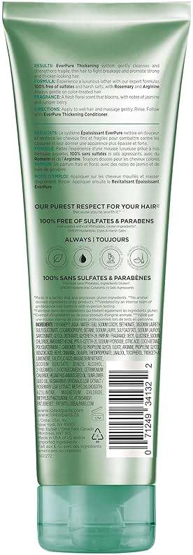 L'Oreal Paris Thickening Sulfate Free Shampoo, Thickens + Strengthens Thin, Fragile Hair, Hair Care with Rosemary Leaf, EverPure, 8.5 Fl Oz (Packaging May Vary) - Image 9