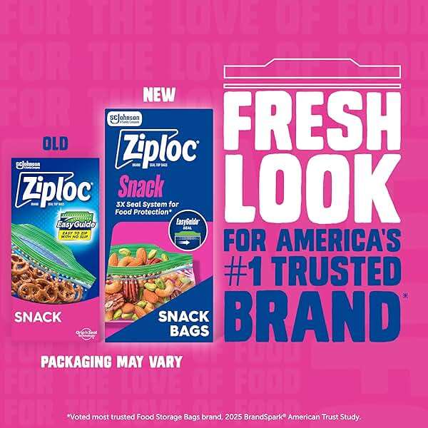 Ziploc Snack Bags with EasyGuide Texture, Small Plastic Storage Bags with Grip 'N Seal Technology, 150 Bags Total (Packaging May Vary) - Image 2